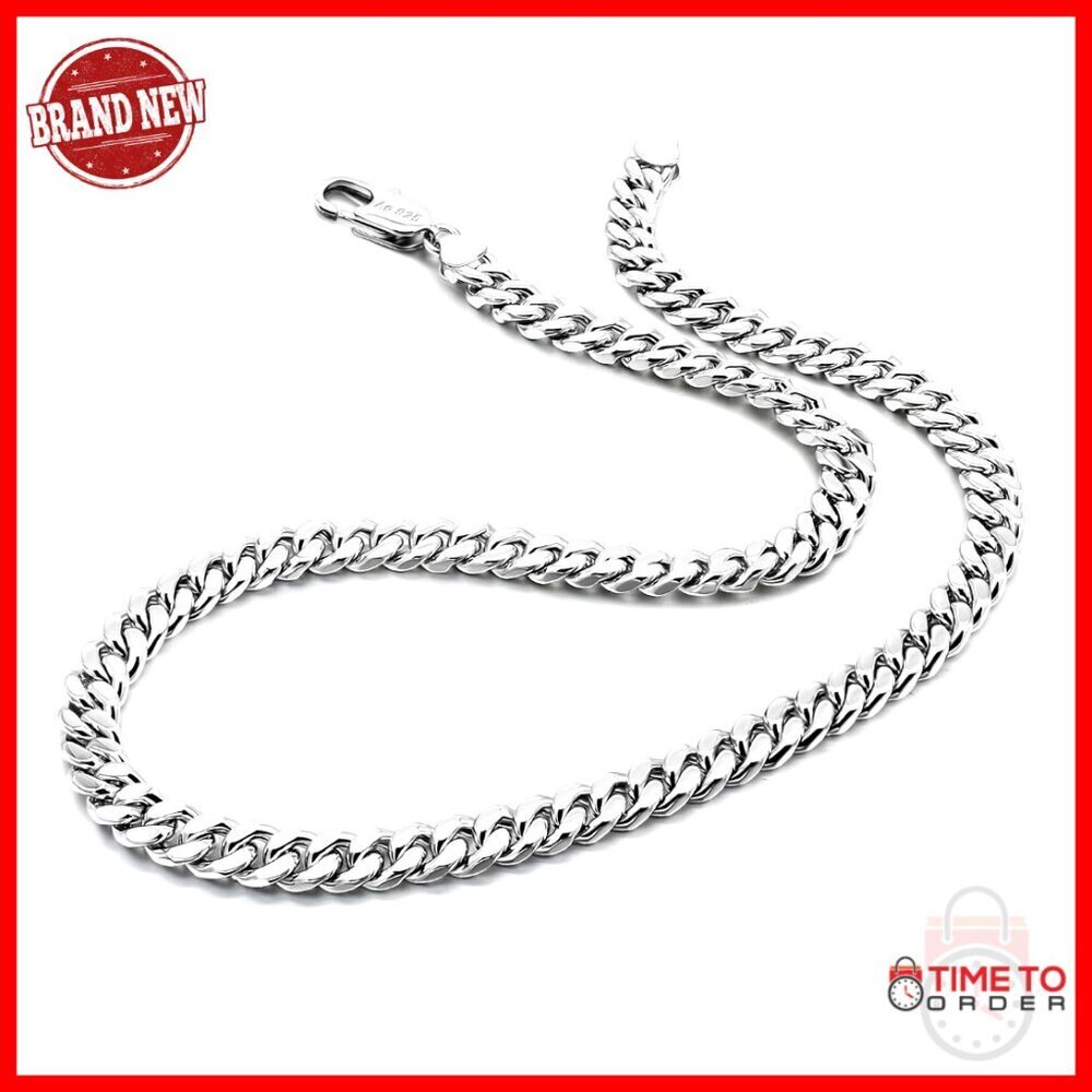 Men's 925 Sterling Silver Cuban Link Chain Necklace 8-10-12MM 18-30 Inch
